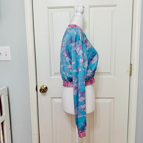 LOVESHACKFANCY X HURLEY UNDER THE SEA MERMAID METALLIC CROPPED BOMBER JACKET MD - Picture 4 of 11